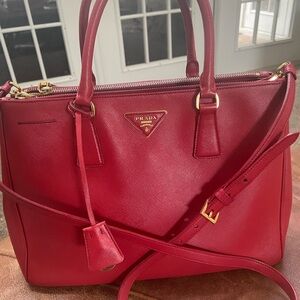 Prada Red Galleria 2 way Saffiano Leather bag